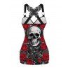 Débardeur gothique en dentelle avec motif tête de mort et papillon pour Halloween - Noir L | US 8-10