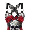 Débardeur gothique en dentelle avec motif tête de mort et papillon pour Halloween - Noir L | US 8-10