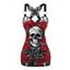 Débardeur gothique en dentelle avec motif tête de mort et papillon pour Halloween - Noir L | US 8-10
