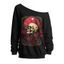 Sweat-shirt gothique pour Halloween, imprimé miroir tête de mort rose, col incliné - Noir M | US 6