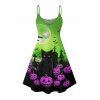 Robe d'Halloween à imprimé chat, citrouille, chauve-souris, mini-robe à bretelles spaghetti - multicolor XXXXXL | US 20