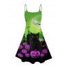 Robe d'Halloween à imprimé chat, citrouille, chauve-souris, mini-robe à bretelles spaghetti - multicolor XXXXXL | US 20