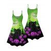 Robe d'Halloween à imprimé chat, citrouille, chauve-souris, mini-robe à bretelles spaghetti - multicolor XXXXXL | US 20