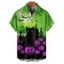 Chemise d'Halloween pour homme, imprimé chat, citrouille, chauve-souris, boutonnée, style gothique - multicolor 4XL