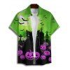 Chemise d'Halloween pour homme, imprimé chat, citrouille, chauve-souris, boutonnée, style gothique - multicolor 4XL