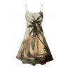 Robe de vacances à imprimé cocotier et mini-robe à bretelles spaghetti - Vert S | US 4