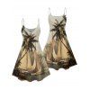 Robe de vacances à imprimé cocotier et mini-robe à bretelles spaghetti - Vert S | US 4