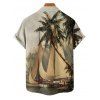 Chemise de vacances pour homme, boutonnée, imprimé cocotier et bateau - Vert M