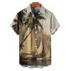 Chemise de vacances pour homme, boutonnée, imprimé cocotier et bateau - Vert M