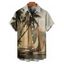 Chemise de vacances pour homme, boutonnée, imprimé cocotier et bateau - Vert M