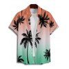 Chemise de plage boutonnée pour homme, imprimé cocotier, motif ombré, idéale pour les vacances - multicolor S