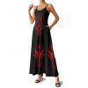 Robe gothique à imprimé géométrique et poches, robe longue à bretelles spaghetti - Noir XXL | US 14