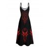 Robe gothique à imprimé géométrique et poches, robe longue à bretelles spaghetti - Noir XXL | US 14