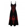 Gothic Couple Outfit Clock Geometric Print Pocket Long Dress and Shirt Set - Noir S | US 4