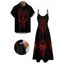 Gothic Couple Outfit Clock Geometric Print Pocket Long Dress and Shirt Set - Noir S | US 4