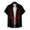 Gothic Couple Outfit Clock Geometric Print Pocket Long Dress and Shirt Set - Noir S | US 4