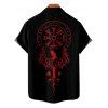 Gothic Couple Outfit Clock Geometric Print Pocket Long Dress and Shirt Set - Noir S | US 4