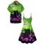 Halloween Couple Outfit Cat Pumpkin Bat Print Mini Dress and Shirt Set - multicolor S | US 4