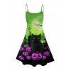 Halloween Couple Outfit Cat Pumpkin Bat Print Mini Dress and Shirt Set - multicolor S | US 4