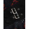 Gothic Outfit Skulls Rose Print Lace Dress and Rivet Boots Skeleton Earrings Set - Noir S | US 4