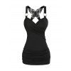 Gothic Outfit Cat Floral Print Sweatshirt Tank Top and Buckle Pants Earrings Set for Halloween - Noir S | US 4