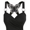 Gothic Outfit Cat Floral Print Sweatshirt Tank Top and Buckle Pants Earrings Set for Halloween - Noir S | US 4