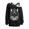 Gothic Outfit Cat Floral Print Sweatshirt Tank Top and Buckle Pants Earrings Set for Halloween - Noir S | US 4