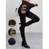 Gothic Outfit Cat Floral Print Sweatshirt Tank Top and Buckle Pants Earrings Set for Halloween - Noir S | US 4