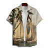 Vacation Couple Outfit Coconut Tree Ship Print Mini Dress and Shirt Set - Vert S | US 4