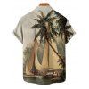 Vacation Couple Outfit Coconut Tree Ship Print Mini Dress and Shirt Set - Vert S | US 4