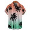 Beach Couple Outfit Coconut Tree Print Ombre Ruched Mini Dress and Shirt Set - multicolor S | US 4