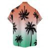 Beach Couple Outfit Coconut Tree Print Ombre Ruched Mini Dress and Shirt Set - multicolor S | US 4