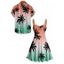 Beach Couple Outfit Coconut Tree Print Ombre Ruched Mini Dress and Shirt Set - multicolor S | US 4