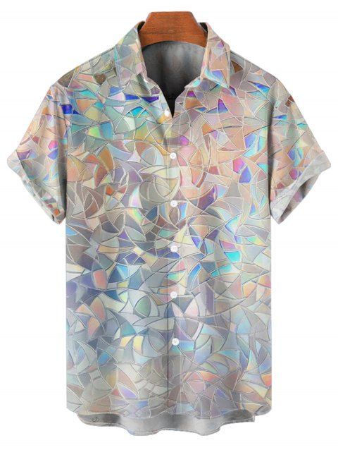 Chemise de vacances pour homme, boutonnée, à imprimé géométrique et paillettes