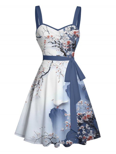 Robe de vacances à imprimé floral et ceinture froncée