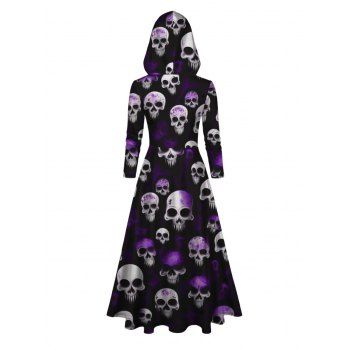 Halloween Gothic Hoodie Top Skulls Print Drawstring Top with Hooded