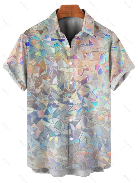 Chemise de vacances pour homme, boutonnée, à imprimé géométrique et paillettes - multicolor XXL | US 14