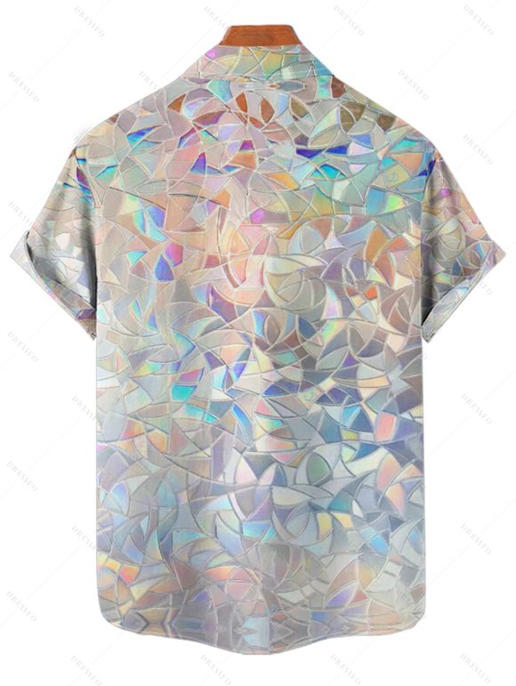Chemise de vacances pour homme, boutonnée, à imprimé géométrique et paillettes - multicolor 4XL