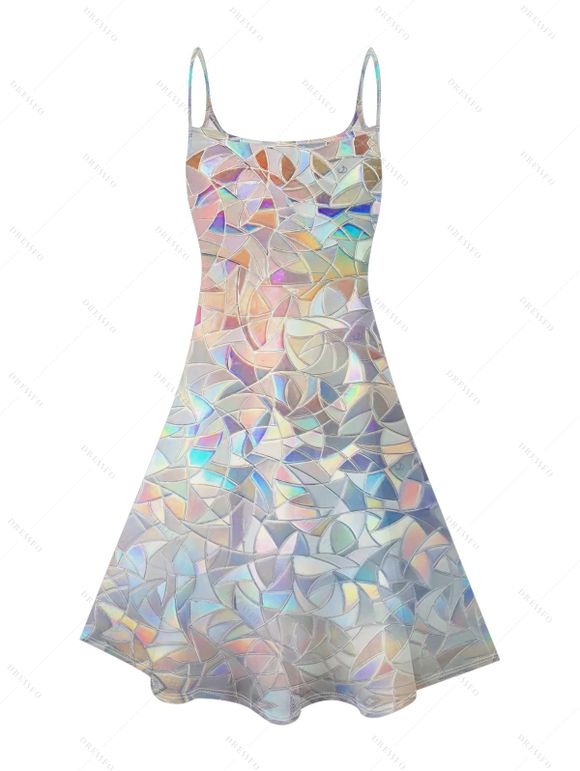Vacation Couple Outfit Sequined Geometric Print Mini Dress and Shirt Set - multicolor S | US 4