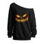 Sweat-shirt gothique pour Halloween, imprimé grimace, col incliné - Noir S | US 4