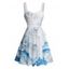 Robe de vacances à imprimé floral et montagne avec ceinture froncée - Bleu XXXXXL | US 20