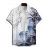 Chemise de vacances pour homme, boutonnée, imprimé floral, Ink Panting - Bleu profond XL