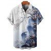 Chemise de vacances pour homme, boutonnée, imprimé floral, Ink Panting - Bleu profond XL