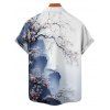 Chemise de vacances pour homme, boutonnée, imprimé floral, Ink Panting - Bleu profond XL