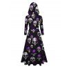 Sweat à capuche gothique d'Halloween avec imprimé tête de mort et cordon de serrage - Noir S | US 4