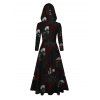 Sweat à capuche gothique d'Halloween avec imprimé tête de mort et roses - Noir S | US 4