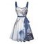 Robe de vacances à imprimé floral et ceinture froncée - Bleu profond XXXXXL | US 20