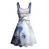 Robe de vacances à imprimé floral et ceinture froncée - Bleu profond XXXXXL | US 20