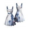 Robe de vacances à imprimé floral et ceinture froncée - Bleu profond XXXXXL | US 20