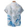 Vacation Couple Outfit Floral Mountain Print Ruched Belt Dress and Shirt Set - Bleu S | US 4